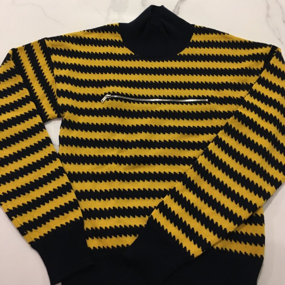 SONIA RYKEIL Womens Beautiful Navy & Yellow Striped Turtleneck- Great Condition